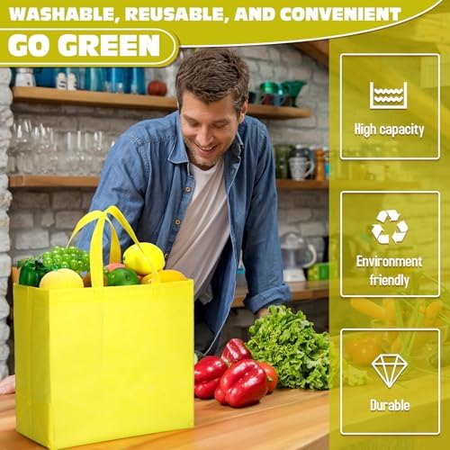 Windyun Reusable Grocery Bags Non Woven with Handles - Image 6