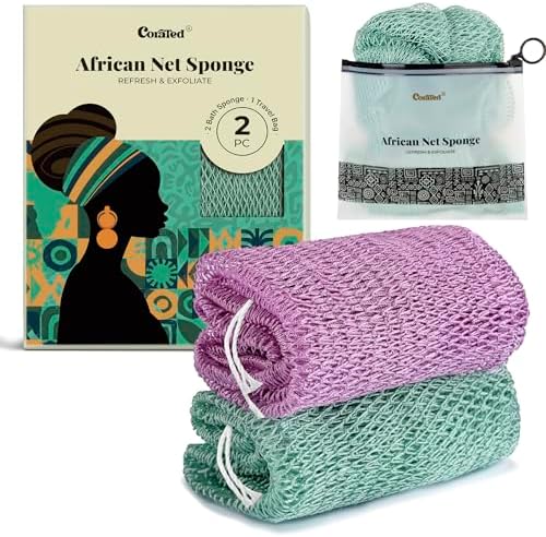 CORATED African Net Sponge with Knots Authentic, Shower Loofah Bath Sponge by CORATED