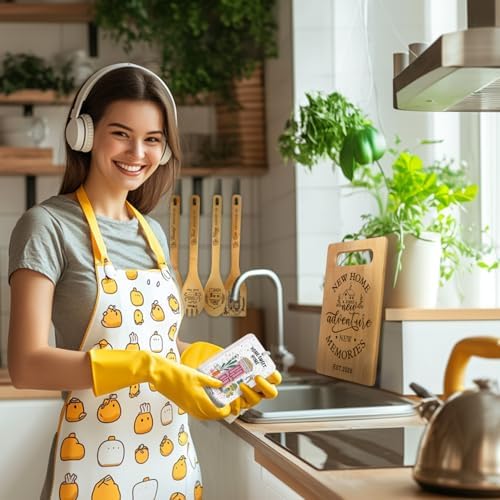 6 Pcs Housewarming Gifts Set for Women Friends Neighbor, New Home Essentials with Bamboo Cutting Board & 4 Blessing Spoons, New Home New adventure New Memories 2026 - Image 2