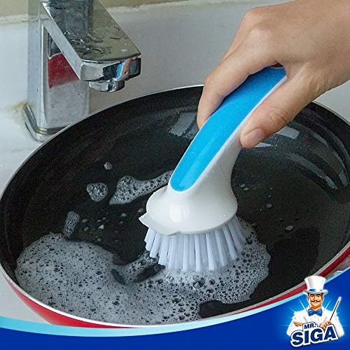 MR.SIGA Pot and Pan Cleaning Brush, Dish Brush for Kitchen, Blue, Pack of 2 - Image 2