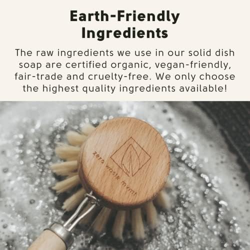 Dish Washing Bundle Kit | Eco-Friendly Solid Dish Soap, Cedar Soap Tray, Bamboo Pot Brush | Organic & Vegan Ingredients, Non-Tox Dish Soap | 3pc. Set - Image 6