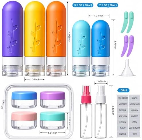 Aeomni 19pack TSA Approved Travel Bottles for Toiletries - Silicone travel size Containers, Leak Proof Size Toiletries, Refillable Shampoo and Conditioner Bottles, Travel Essentials - Image 6