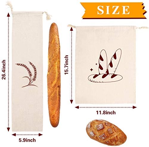 Augshy 4 Packs Linen Bread Bags for Homemade Bread - Image 2