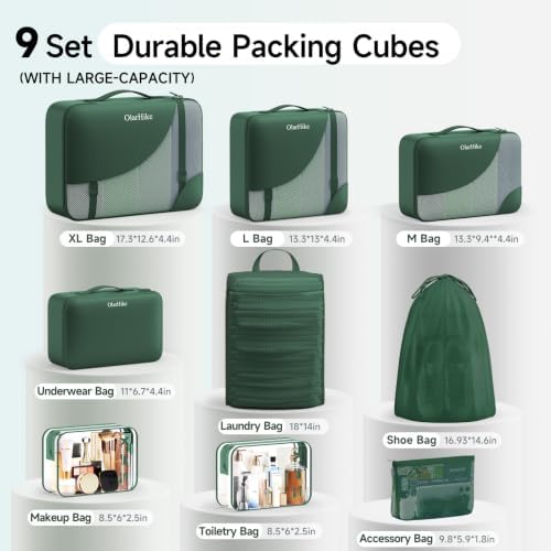 OlarHike 9 Set Packing Cubes for Travel,Gifts for Women Mom,Anti-Tearing Suitcase Organizer,with Over 1000 pcs Mesh Holes,Vacation Essentials & Accessories for Cruise Ship - Image 2