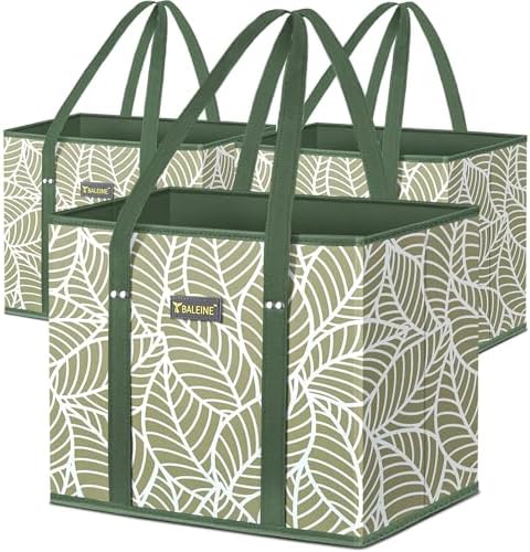 BALEINE 3PK Reusable Grocery Bags, Heavy Duty Shopping Tote Bag by BALEINE