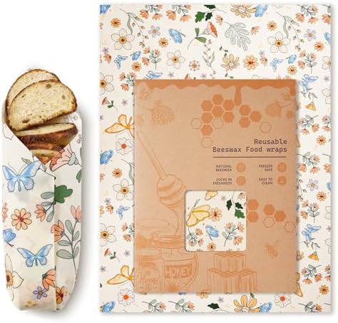 Beeswax Wraps for Food – Reusable Beeswax Bread Bag & Sandwich Wrap by AZLTC