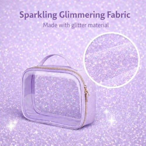 PACKISM Clear Makeup Bag Travel - TSA Approved Toiletry Bag, 2 Pack Purple - Image 2