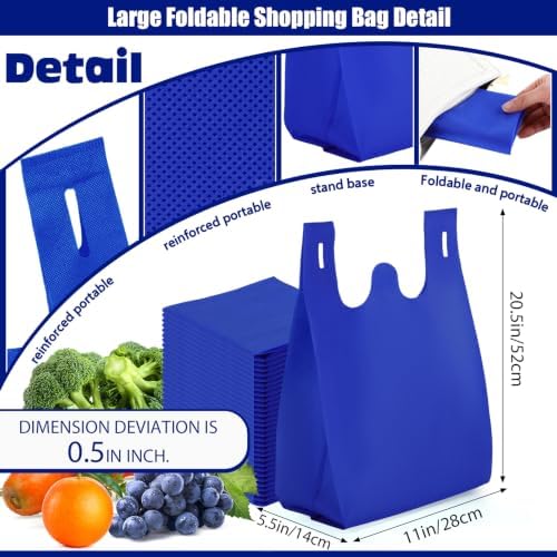 Windyun Large Grocery T-shirt Bags Bulk Reusable Non Woven Shopping Bag Foldable Gift Tote with Handle, 20.5x11x5.5 Inch - Image 3