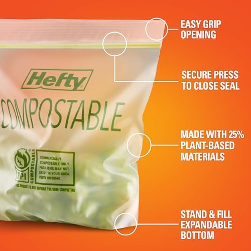 Hefty Compostable Press-To-Close​ Quart 40 Count (Pack of 12) - Image 5