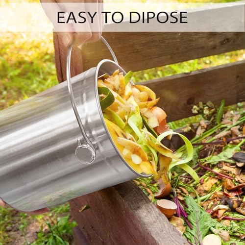 ENLOY Compost Bucket for Kitchen Countertop, 1.3 Gallon, Stainless Steel - Image 6