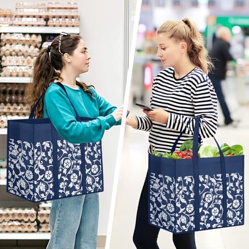 Reusable Grocery Bags Foldable Tote Bags bulk Shopping Bags 10-Pack, Blue - Image 6
