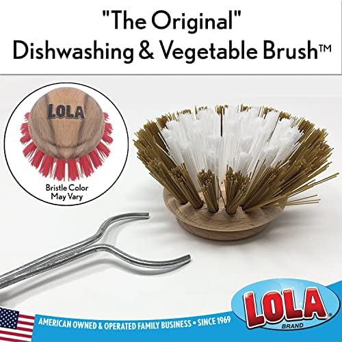 LOLA Replacement Head for The Original Dishwashing & Vegetable Brush, Birch Hardwood & Nylon Poly Bristles, Reusable & Washable - 1 Count - Image 2
