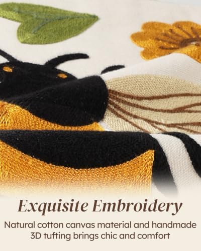 Floral Embroidery Canvas Tote Bag with Magnetic Closure for Daily - Image 4