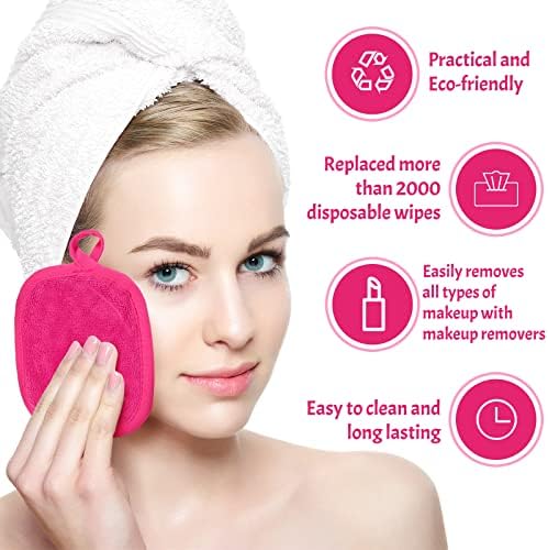 Queekay 48 Pcs Makeup Remover Cloths Reusable Washable Remover Pads Soft Microfiber Face Towels Facial Cleansing Cloths for Face Hand Eye Lips Bathroom Gift for Women 5 x 5 Inch(Multicolor) - Image 5