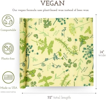 Bee's Wrap Vegan Beeswax Wrap Roll, 14 x 52 in - Herb Garden - Image 2