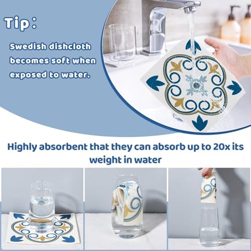 6 Pack Swedish Dishcloths for Kitchen,Swedish Rags Dish Towels with Clips - Image 3