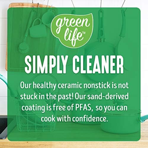 GreenLife Soft Grip Healthy Ceramic Nonstick 12 Piece Cookware Pots and Pans Set, PFAS-Free, Dishwasher Safe, Turquoise - Image 6