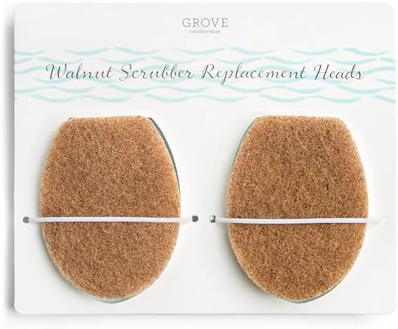 Grove Co. Dish Brush Refills, 2 Replacement Heads for Walnut Scrub Brush by GroveCo
