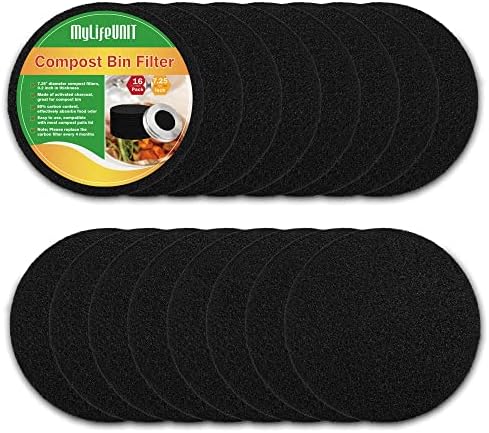 MyLifeUNIT 16 Pack Compost Bin Filter, Kitchen Compost Pail Charcoal Filter Replacements (7.25 inches) - Image 2