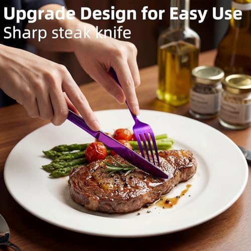 Quatish Travel Utensils with Case, Stainless Steel Cutlery Set, Purple - Image 3