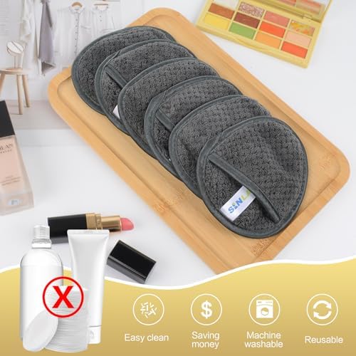 SINLAND Reusable Makeup Remover Pads Grey 6 Pack - Image 5