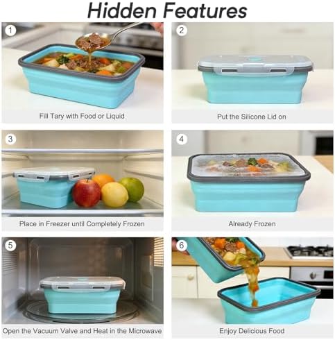 Guyuyii 4 Pack Space-Saving Collapsible Food Storage Containers with Lids - Image 5