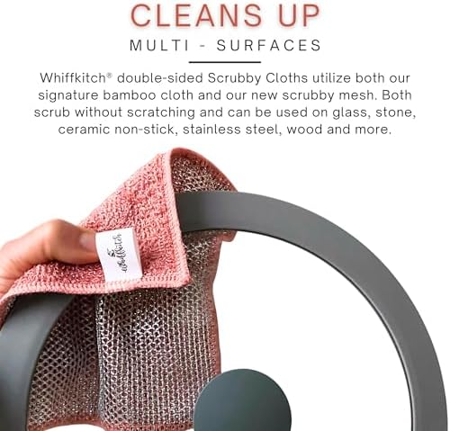 Whiffkitch Scrubbing Dishcloths 2ply Mesh Scrub Reusable Dishrag 6pk 6x7in - Image 3