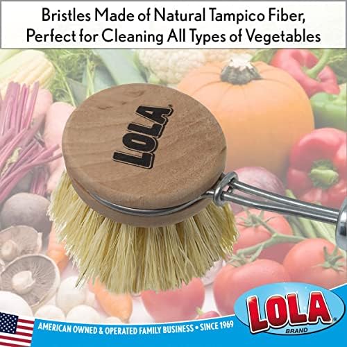 LOLA Replacement Head for The Original Tampico Vegetable & Dish Brush, 1.75" Head, Birchwood & Poly Bristles, Reusable & Washable, 1 Count - Image 4