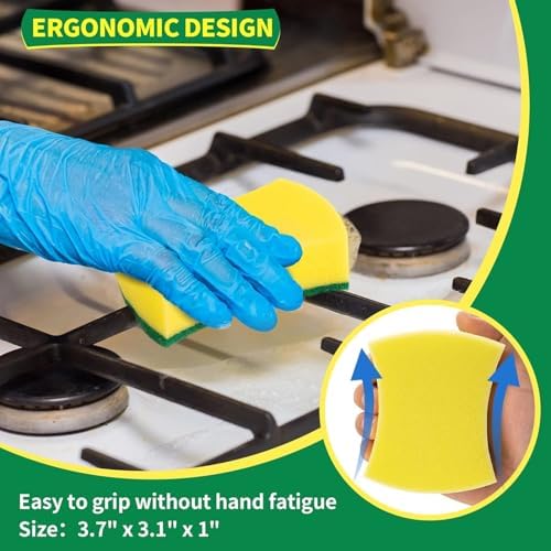 Sponges Kitchen, Heavy Duty Dish Sponge 60 Pack, Scrub Cleaning Sponge for Dishes, Non-Coated Cookware, Sink & Countertops, Multipurpose Cleaning Supplies for Home, Kitchen & Bathroom - Image 7