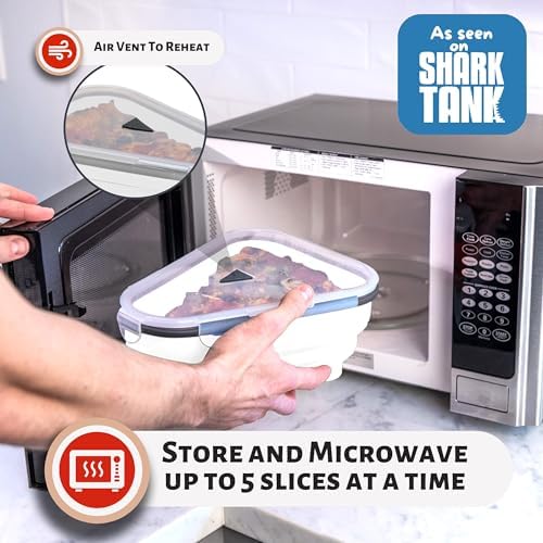 PIZZA PACK The Perfect Reusable Pizza Storage Container with 5 Microwavable Serving Trays - BPA-Free Adjustable Pizza Slice Container to Organize & Save Space, 3 Pack, White - Image 4