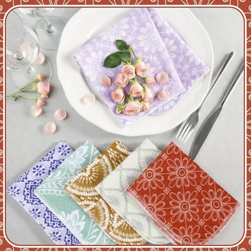 Redbaker 30 Pcs 18 Pcs Reusable Paper Towel for Kitchen,Bohemian - Image 6