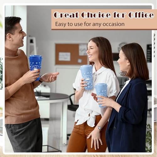 12 Sets Reusable Coffee Cups with Lids, 16oz, Blue Series - Image 5