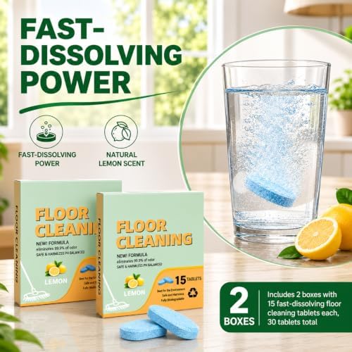Floor Cleaning Solution Tablets, Lemon Scent,30Count,for Tile and Vinyl - Image 3