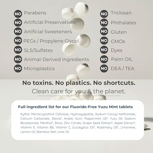 Yuzu Mint Fluoride-Free Toothpaste Tablets, Tin 62 ct nHAp - Image 5
