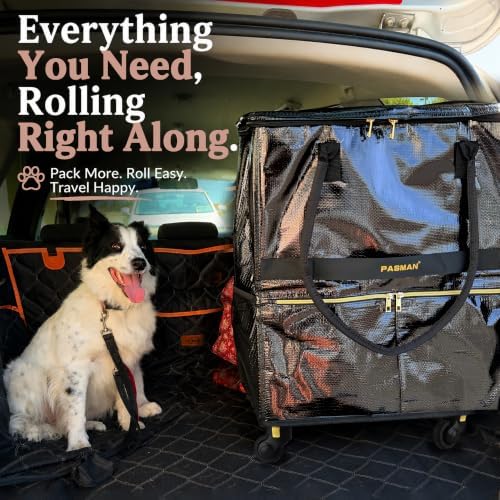 PASMAN Reusable Foldable Rolling Grocery Bag on 5 Wheels,Medium,Navy Blue - Image 2