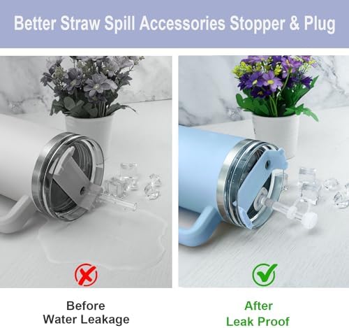 Replacement Straw Compatible with Stanley 40 oz 30 oz Tumbler, Accessories of 6 Straw Replacement with Cleaning Brush, 4 Color Leak Sproof Plug, 2 Silicone Cover Cap for Stanley - Image 3