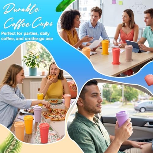 Honeydak 30 Pack 16 oz Reusable Coffee Cups with Lids Water Bottle Iced Coffee Travel Mug Portable Plastic Tea Tumblers Bulk for Hot and Cold Drinks Birthdays Party (Macaron Color,Classic) - Image 5
