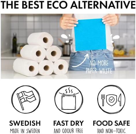 SUPERSCANDI 10 Pack Reusable Cleaning Cloths - 100% Biodegradable & Compostable | Washable Swedish Dishcloth - Food-Safe & Plastic-Free | Kitchen Cloth Suitable for Any Surface, Pink Green Blue - Image 6