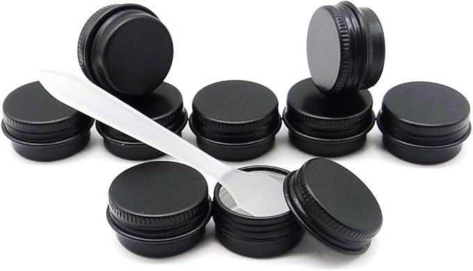 30 pack 5 ml Black Lip Balm Tin Cans, 5g Mini Aluminum Makeup Sample Containers with Screw Lid, Empty Metal Tins Pot Storage Travel Jars for Cosmetic, Cream, Candle, Tea, 5 Gram Small Tins