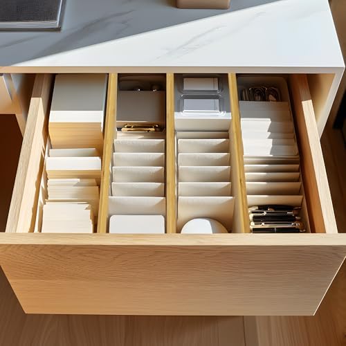 VaeFae 6 Pack Bamboo Drawer Dividers, 4" High Adjustable 16.6" - 21.8" Clothes Drawer Organizers, Expandable Separators for Bedroom/Bathroom/Kitchen/Office Storage - Image 7