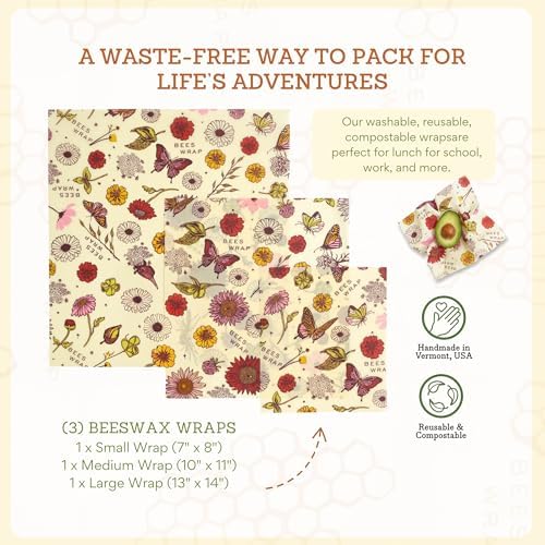Bee's Wrap Beeswax Food Wraps, 3 Pack Assorted - Meadow Magic - Image 4