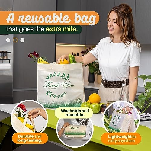 Simply Cool 50 Pack Reusable Thank You Grocery Bags Large Tote Bags Bulk - Image 2