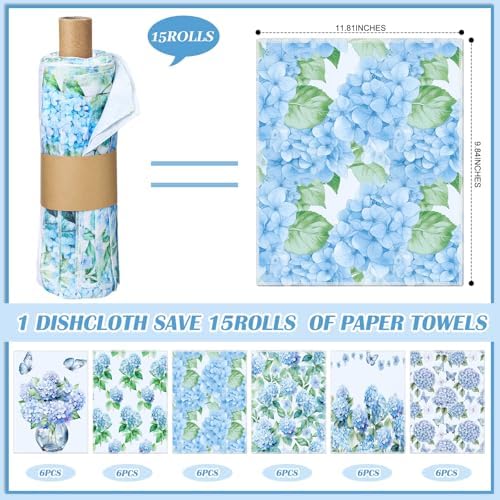 36 Pack Reusable Kitchen Cloths Cotton Towels, Hydrangea - Image 2
