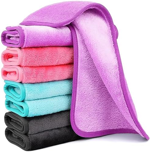 8 Pack Makeup Remover Cloth,13x7 Inch Reusable Makeup Remover Towels, Ultra Soft Microfiber Face Cloth Reusable Facial Washcloths, 4 Colors by HealAge