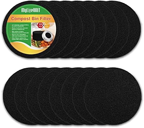 MyLifeUNIT 16 Pack Charcoal Filter for Compost Bin Kitchen, Compost Pail Replacements Filter (6.7 inches) - Image 2