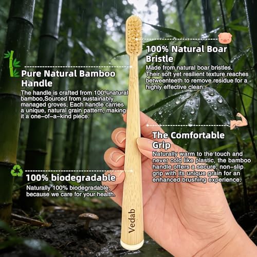 Boar Bristle Toothbrush & Bamboo Toothbrushes(5-Pack) - Plastic Free - Image 2