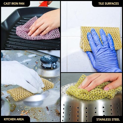 Non-Scratch Dish Scrubbers (24 Pcs) — Outlasts 7+ Sponges, Stays Odor-Free | Replace Smelly Kitchen Sponges | Non-Absorbent Mesh | Safe on Non-Stick, Cast Iron, Glass | Made in Korea Since 2012 - Image 4