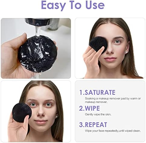 SUNLAND Reusable Makeup Remover Pads,Round 3.15inch,16 Pack,Black - Image 4