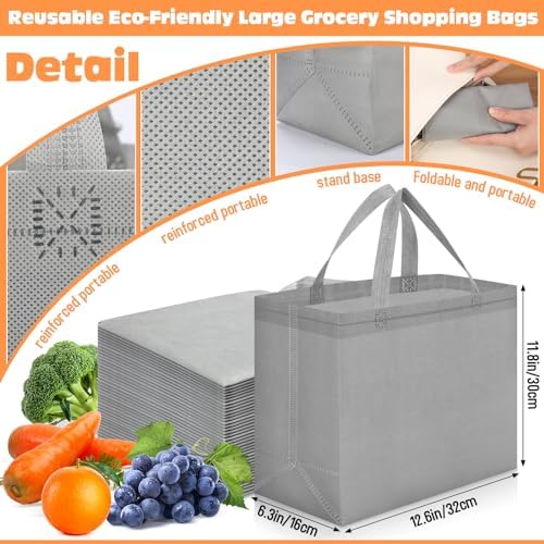 Windyun Reusable Grocery Bags Non Woven with Handles - Image 2