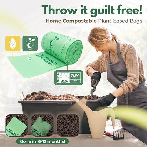 AIRNEX Small Compost Bags 1.6 Gal - 50 Compostable Kitchen Trash Bags for Countertop Bin - Cornstarch Leakproof & Tear-Resistant - OK Compost Home & Seedling Certified 0.18 mm Kitchen Garbage Bags - Image 6